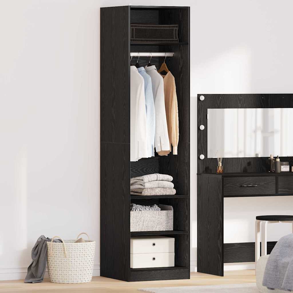 Kleiderschrank Schwarz Eichen-Optik 50 x 50 x 200 cm