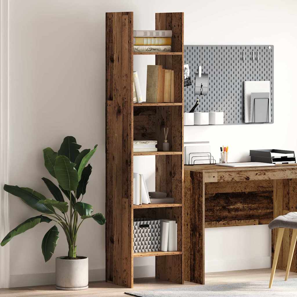 Bücherregal 5 Ebenen 40 x 35 x 180 cm Holzwerkstoff Altholz