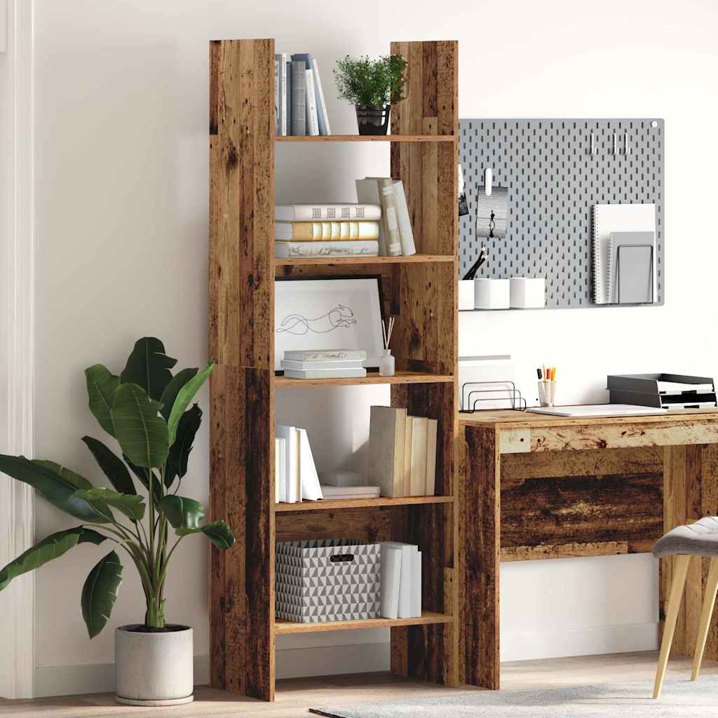 Bücherregal 5 Ebenen 60 x 35 x 180 cm Holzwerkstoff Altholz