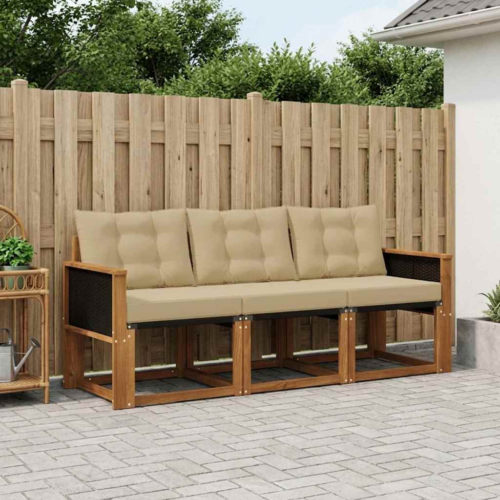 Outdoor-Sofagarnitur 3 stk. Natur und Beige