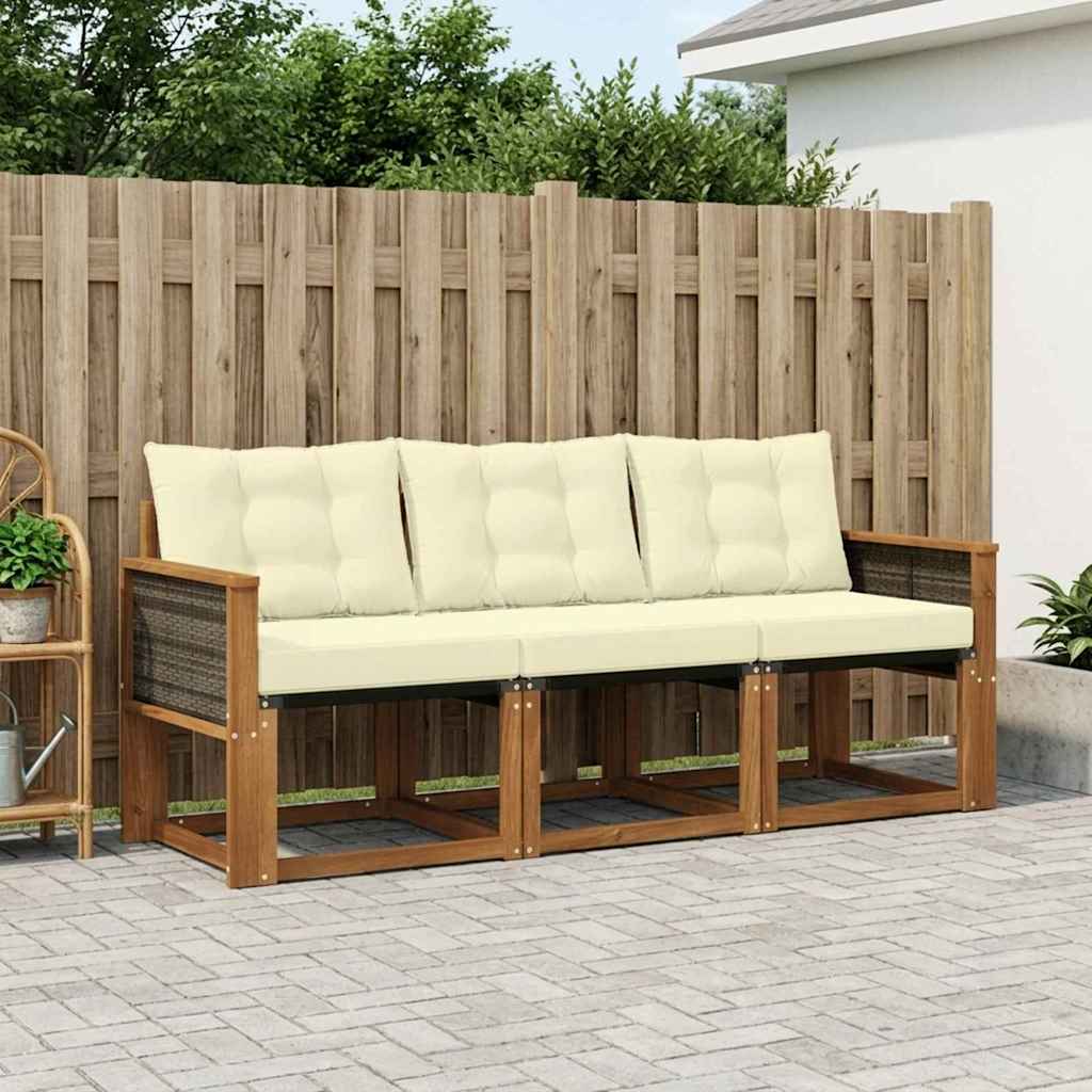 Outdoor-Sofagarnitur 3 stk. Natur und Creme