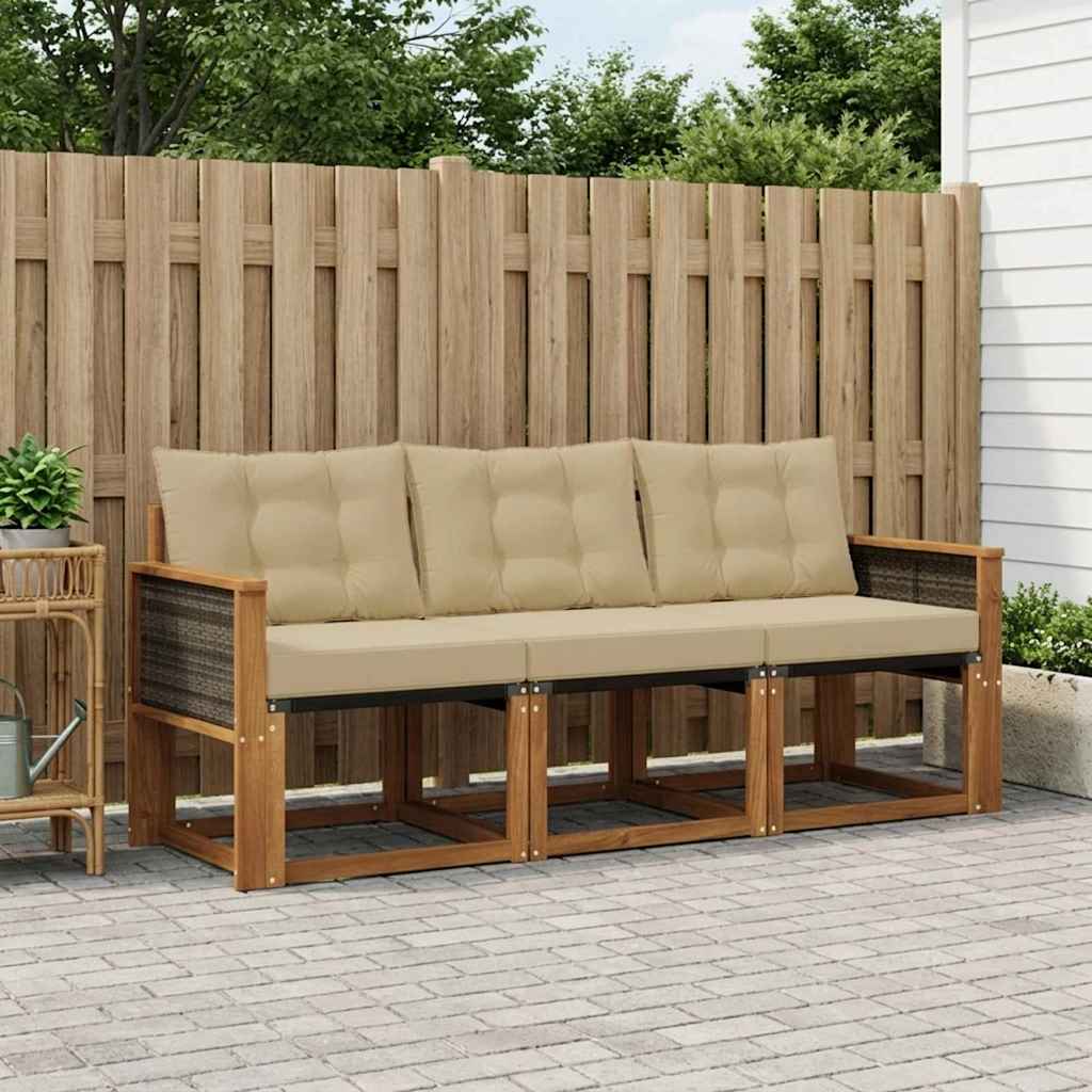 Outdoor-Sofagarnitur 3 stk. Natur und Beige