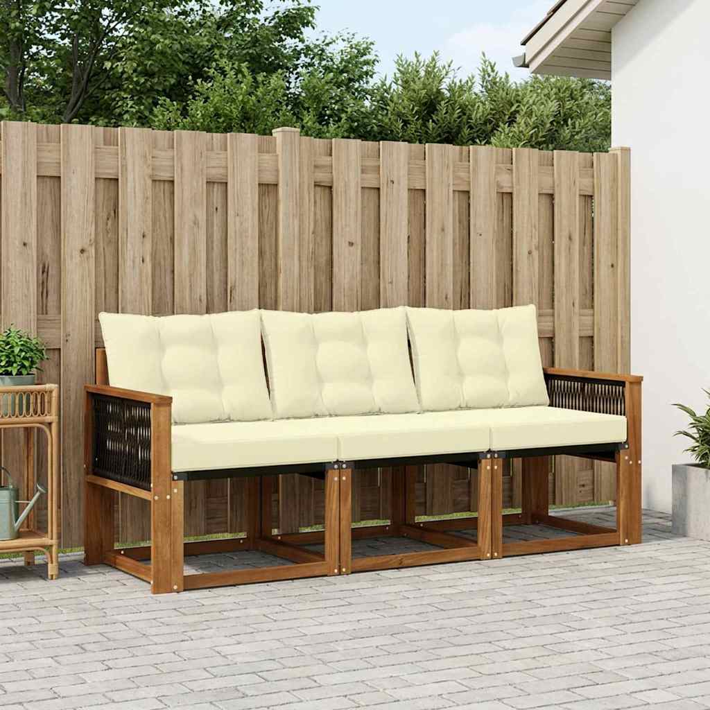 Outdoor-Sofagarnitur 3 stk. Natur und Creme