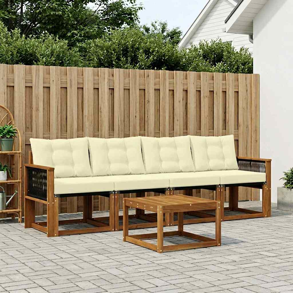 Outdoor-Sofagarnitur 5 stk. Natur und Creme