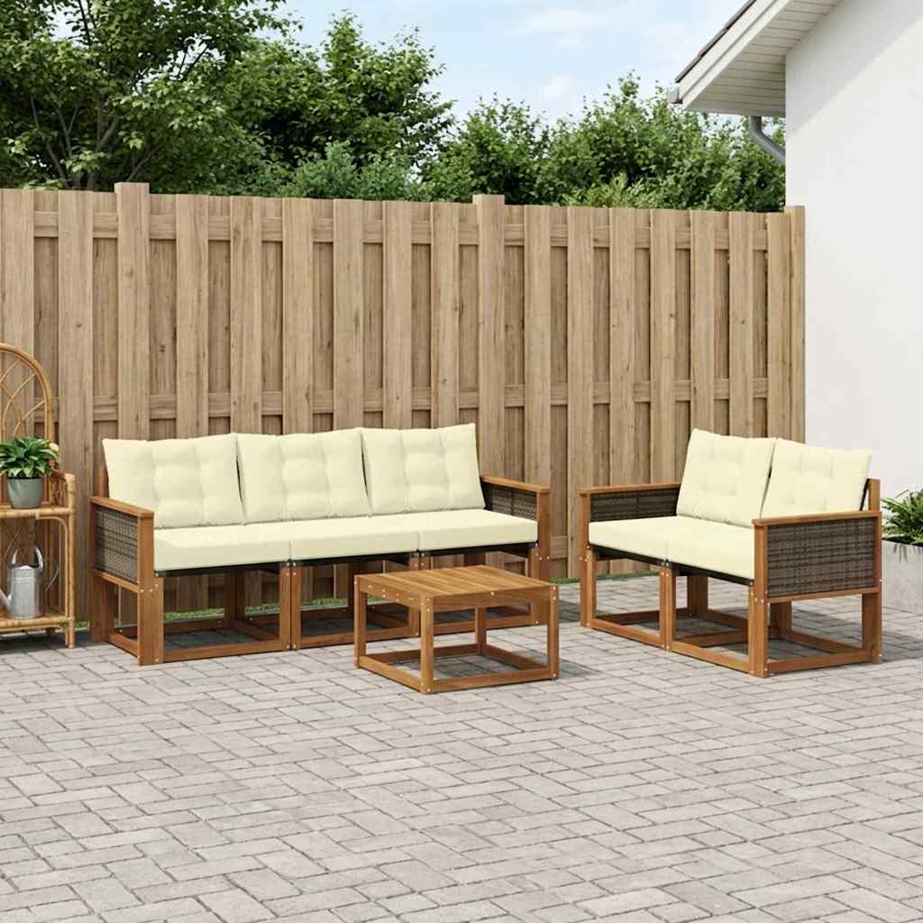 Outdoor-Sofagarnitur 6 stk. Natur und Creme