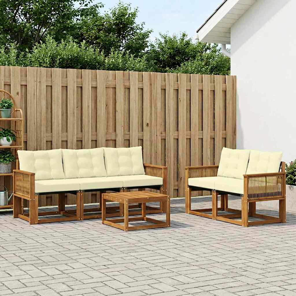 Outdoor-Sofagarnitur 6 stk. Natur und Creme