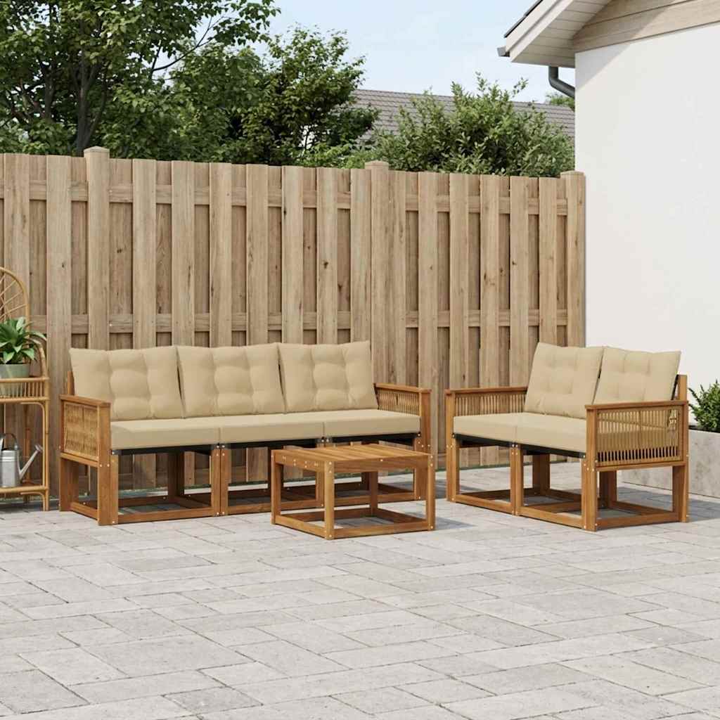 Outdoor-Sofagarnitur 6 stk. Natur und Beige