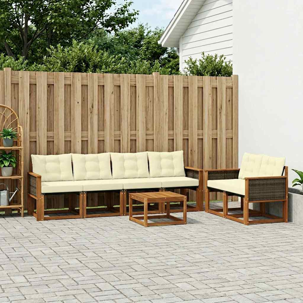 Outdoor-Sofagarnitur 7 stk. Natur und Creme