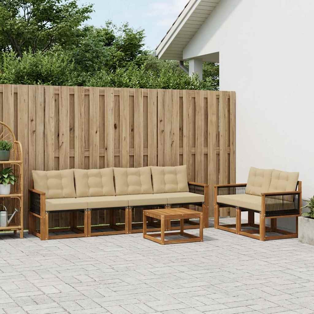 Outdoor-Sofagarnitur 7 stk. Natur und Beige