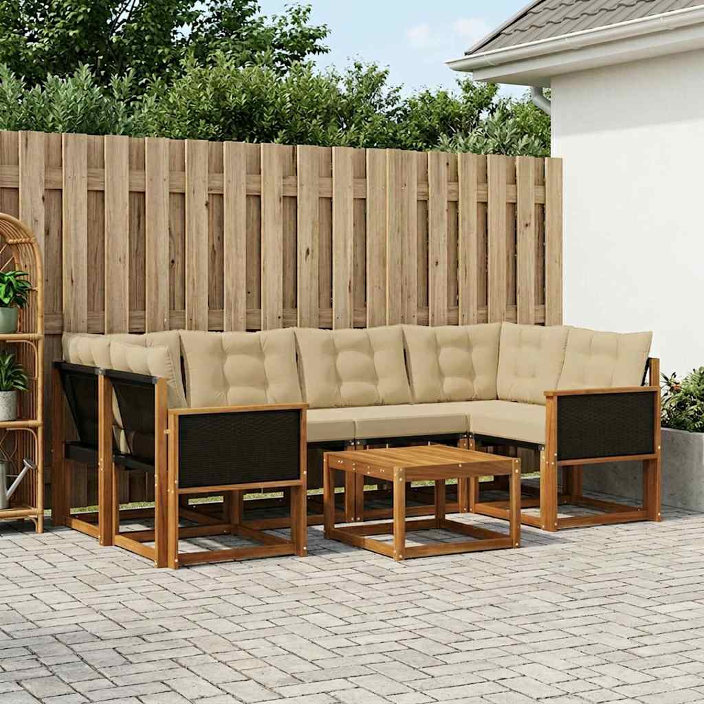 Outdoor-Sofagarnitur 7 stk. Natur und Beige