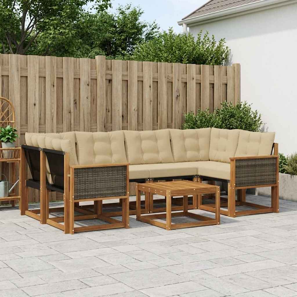 Outdoor-Sofagarnitur 7 stk. Natur und Beige
