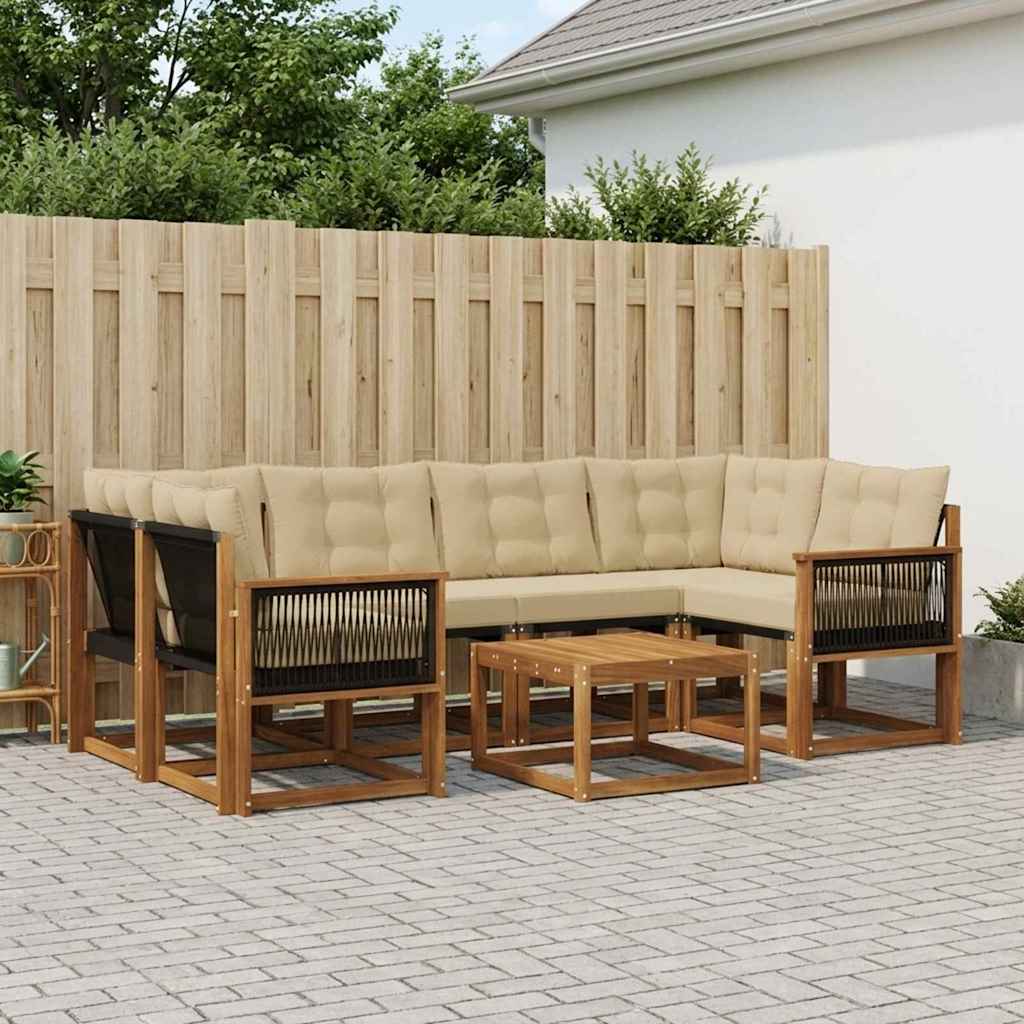 Outdoor-Sofagarnitur 7 stk. Natur und Beige