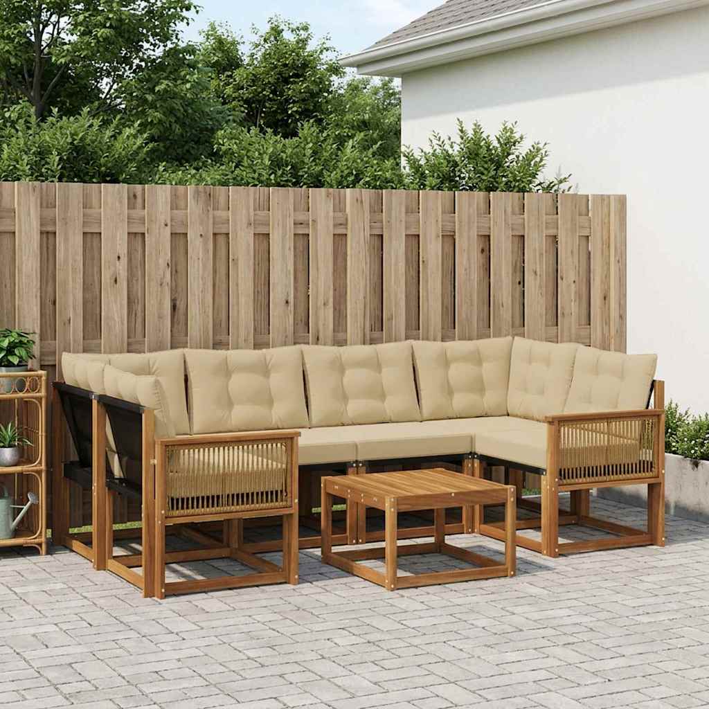 Outdoor-Sofagarnitur 7 stk. Natur und Beige