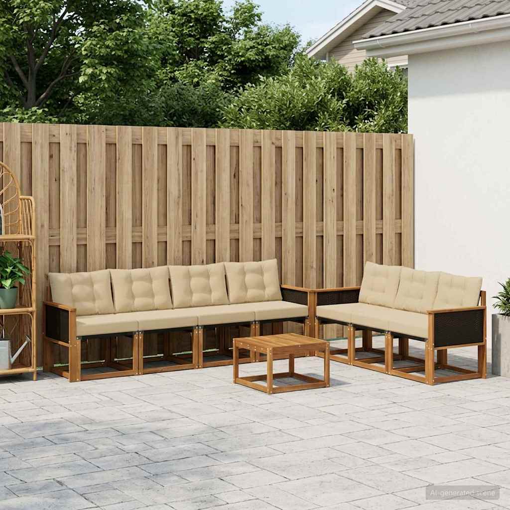 Outdoor-Sofagarnitur 8 stk. Natur und Beige