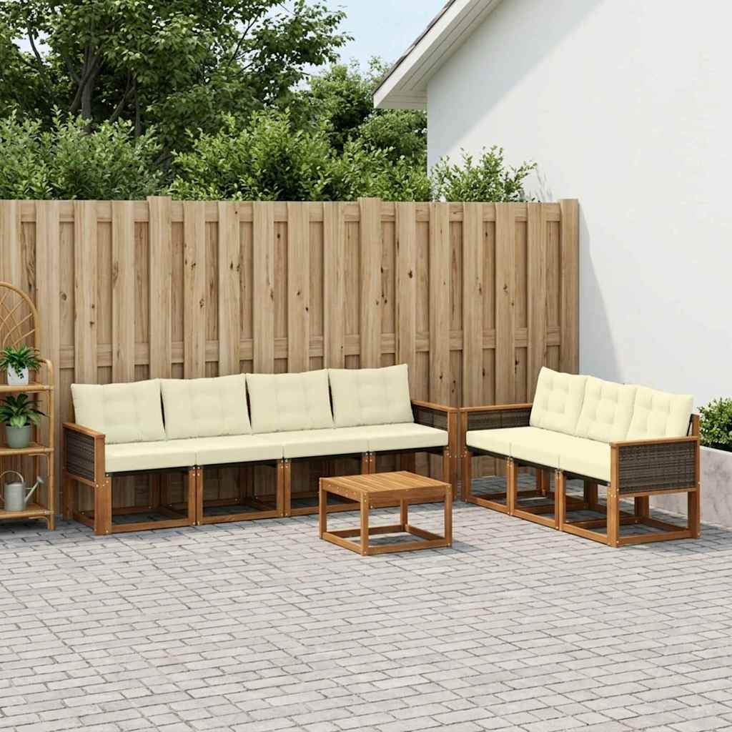 Outdoor-Sofagarnitur 8 stk. Natur und Creme