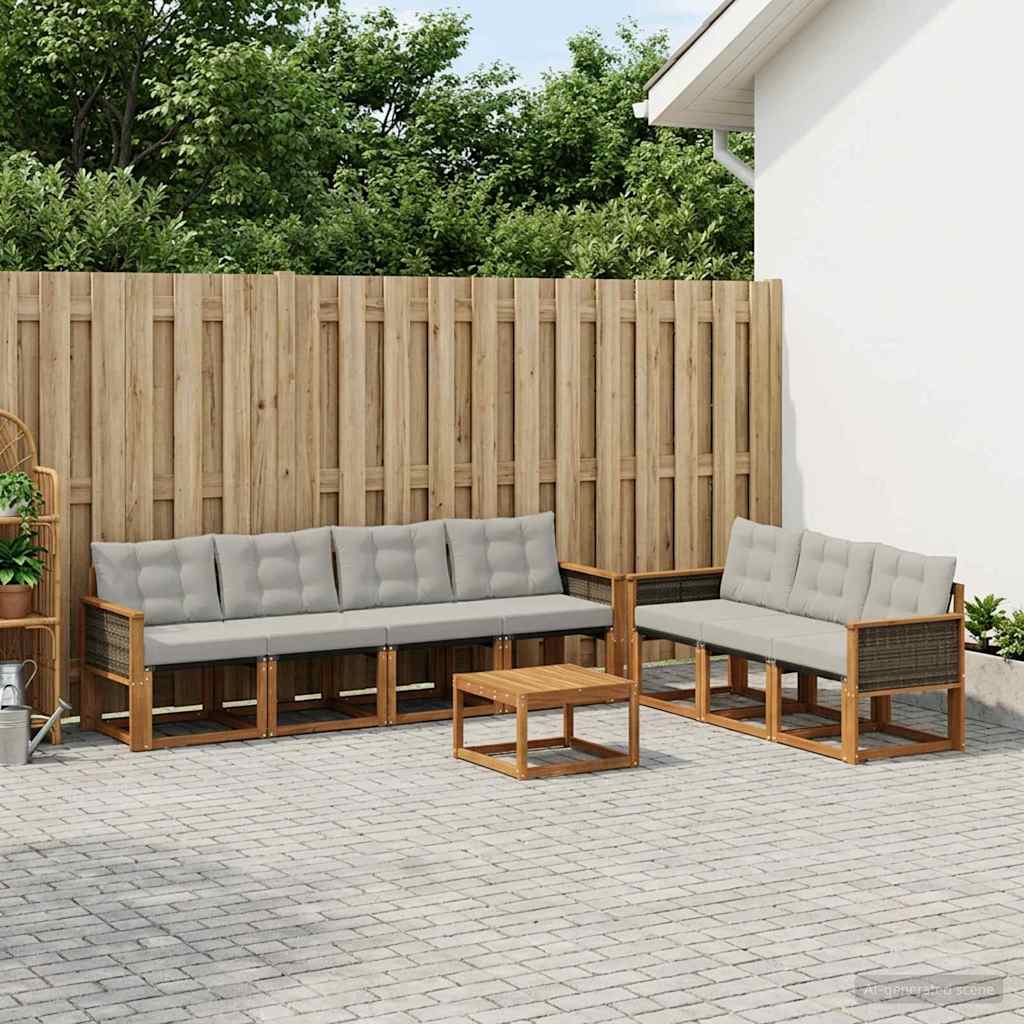 Outdoor-Sofagarnitur 8 stk. Natürlich und Hellgrau