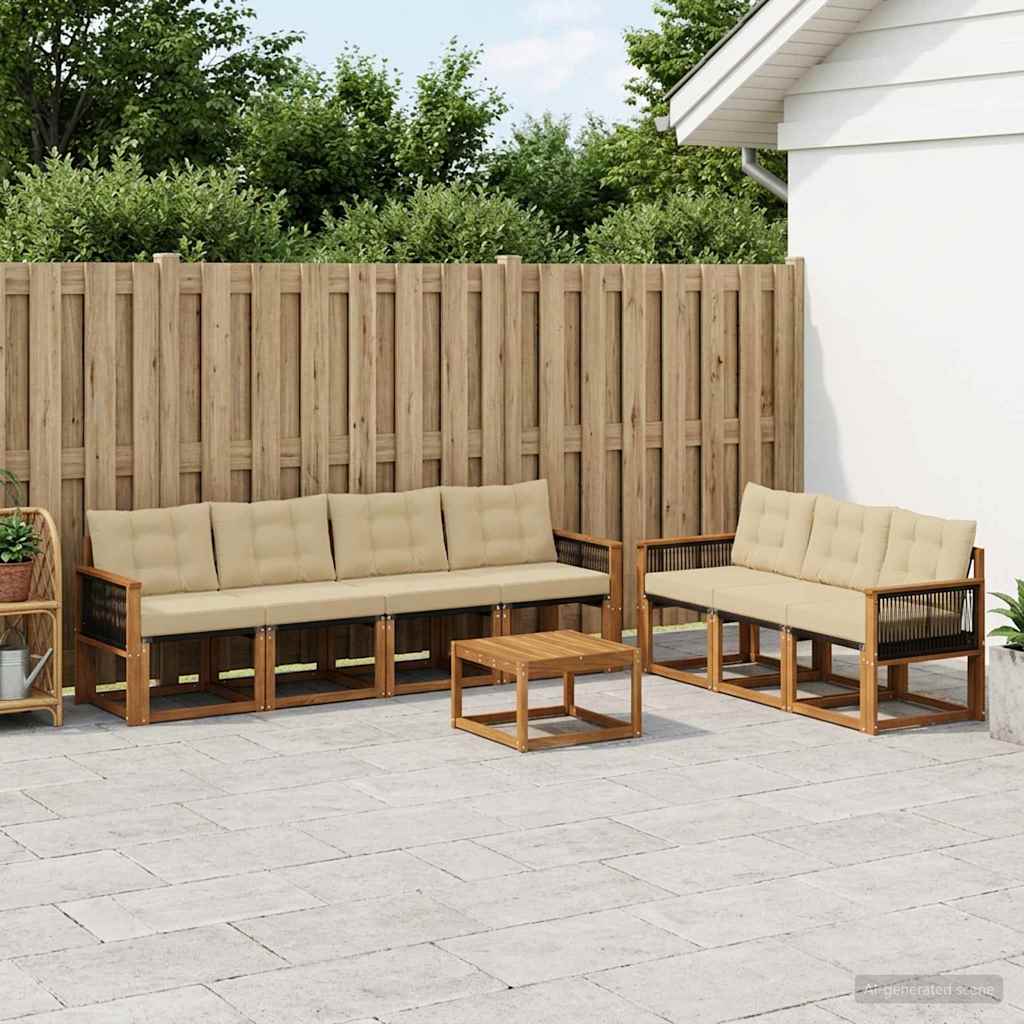 Outdoor-Sofagarnitur 8 stk. Natur und Beige