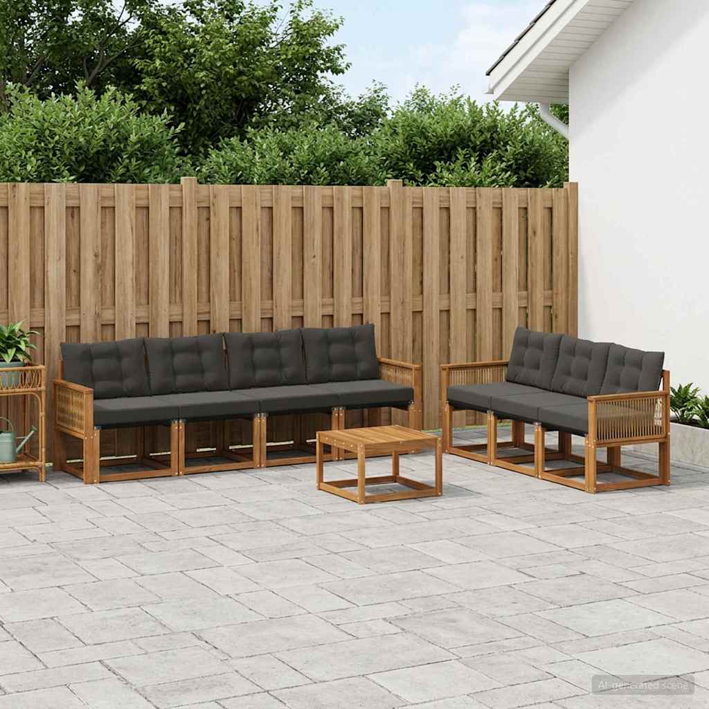 Outdoor-Sofagarnitur 8 stk. Natürlich und Schwarz