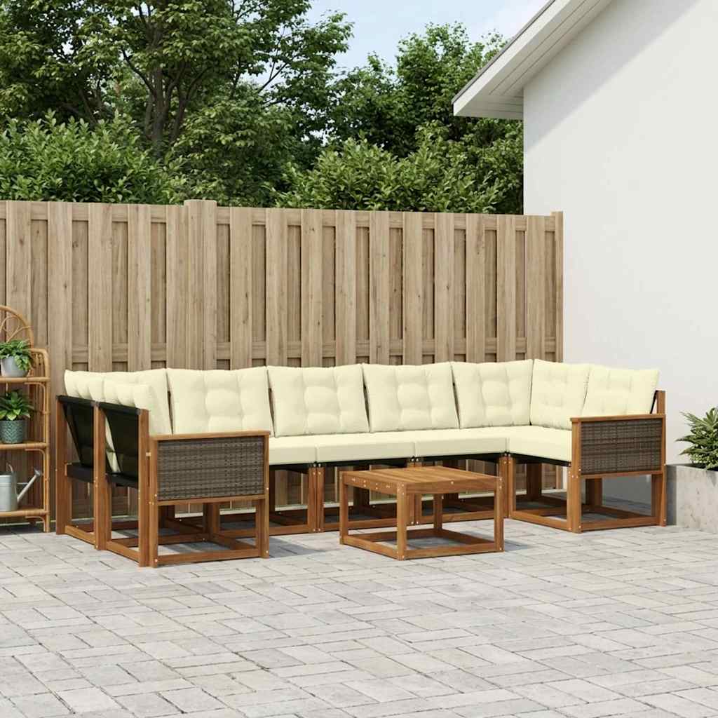 Outdoor-Sofagarnitur 8 stk. Natur und Creme