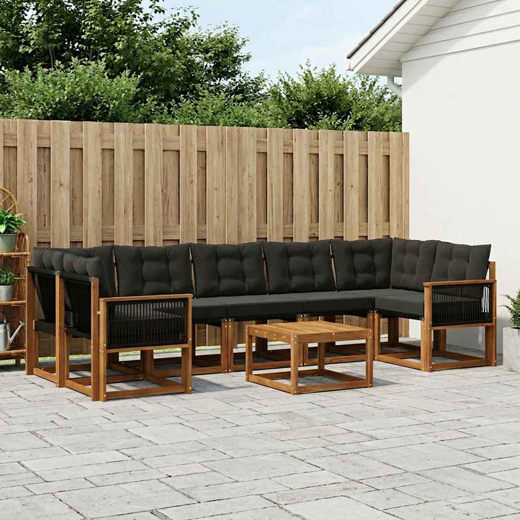 Outdoor-Sofagarnitur 8 stk. Natürlich und Schwarz