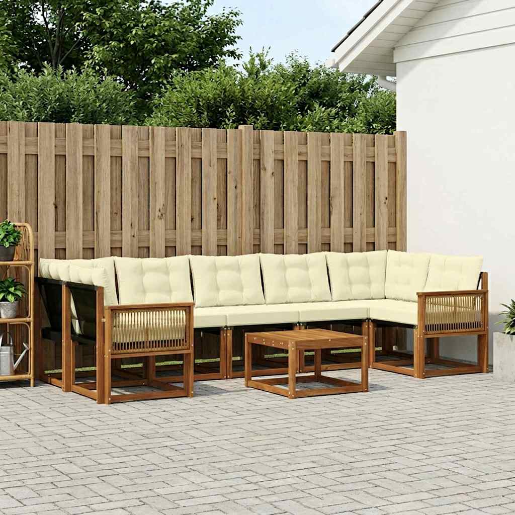 Outdoor-Sofagarnitur 8 stk. Natur und Creme