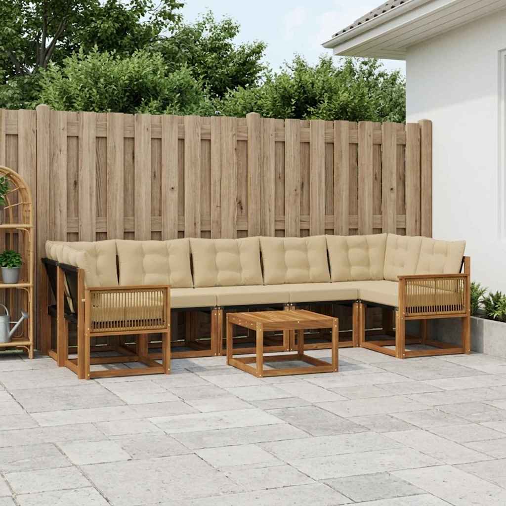Outdoor-Sofagarnitur 8 stk. Natur und Beige