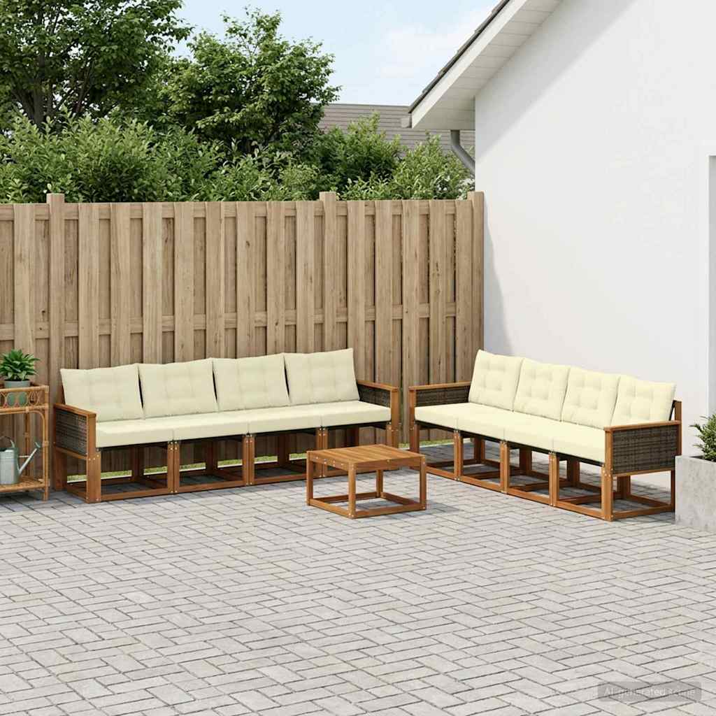 Outdoor-Sofagarnitur 9 stk. Natur und Creme