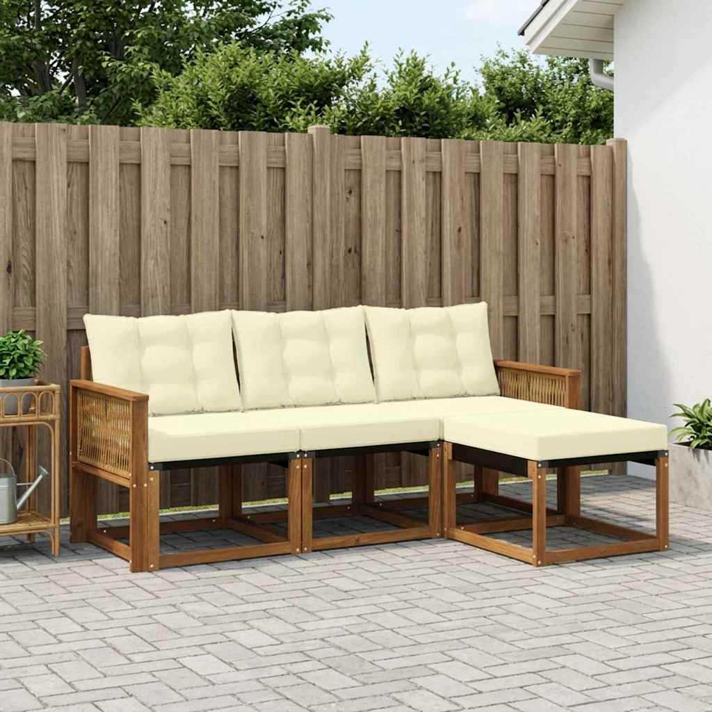 Outdoor-Sofagarnitur 4 stk. Natur und Creme