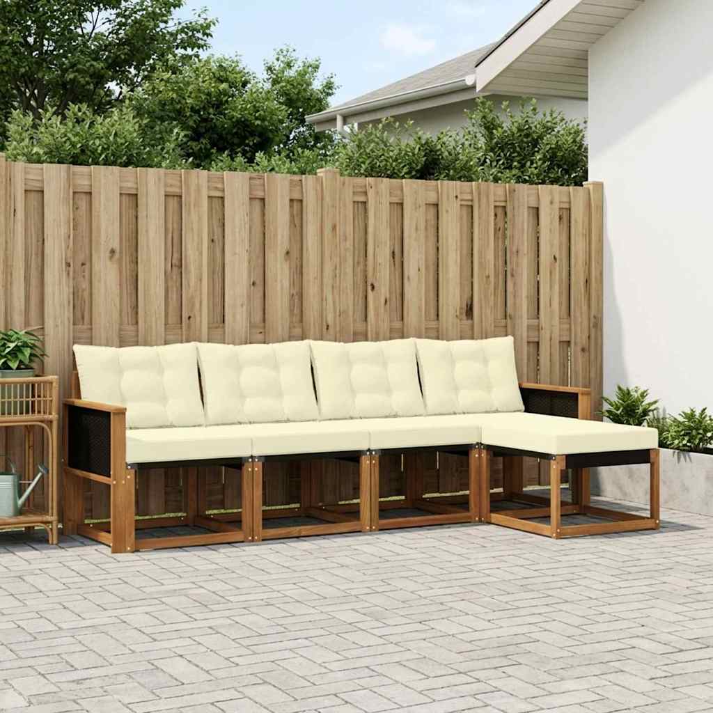 Outdoor-Sofagarnitur 5 stk. Natur und Creme