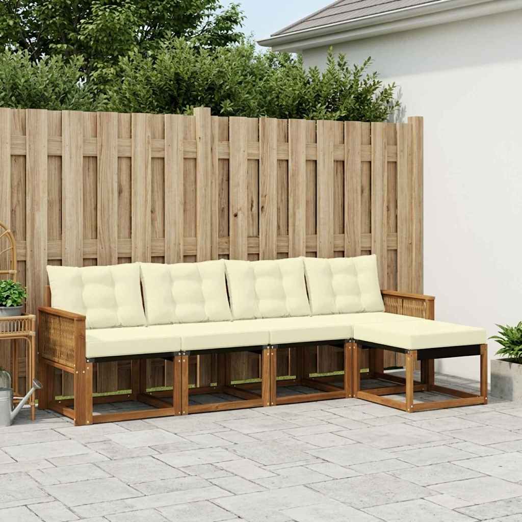 Outdoor-Sofagarnitur 5 stk. Natur und Creme