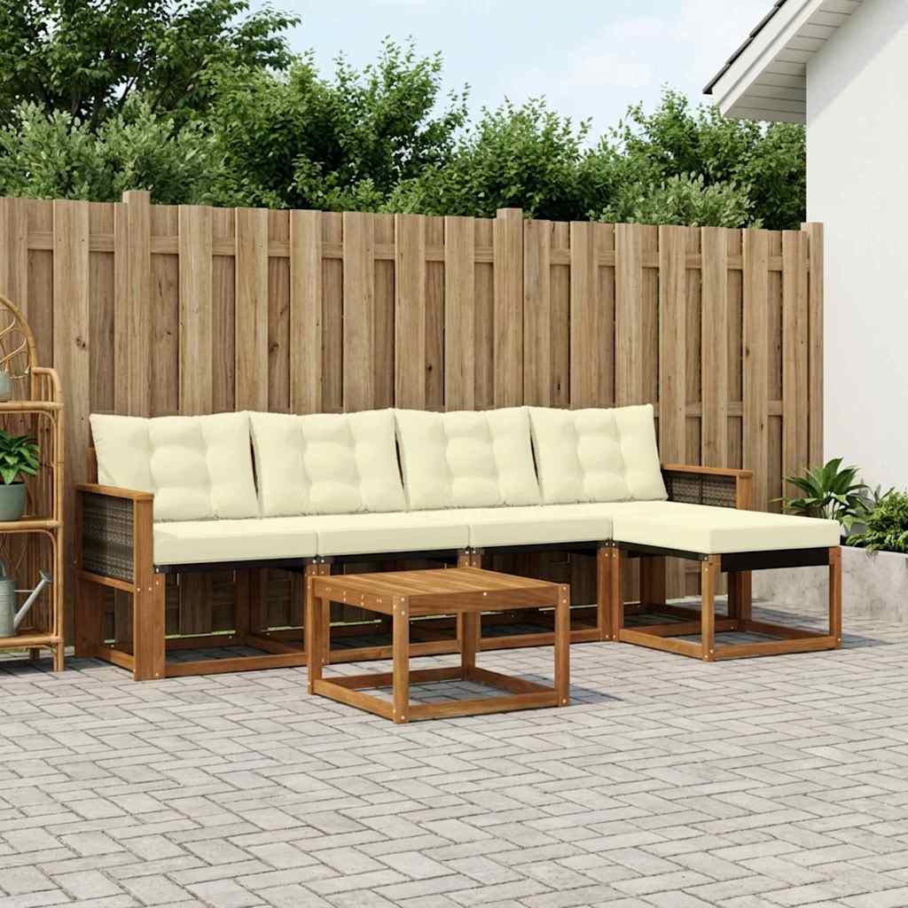 Outdoor-Sofagarnitur 6 stk. Natur und Creme