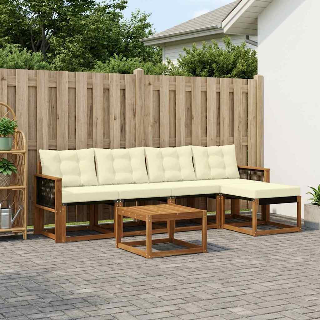 Outdoor-Sofagarnitur 6 stk. Natur und Creme
