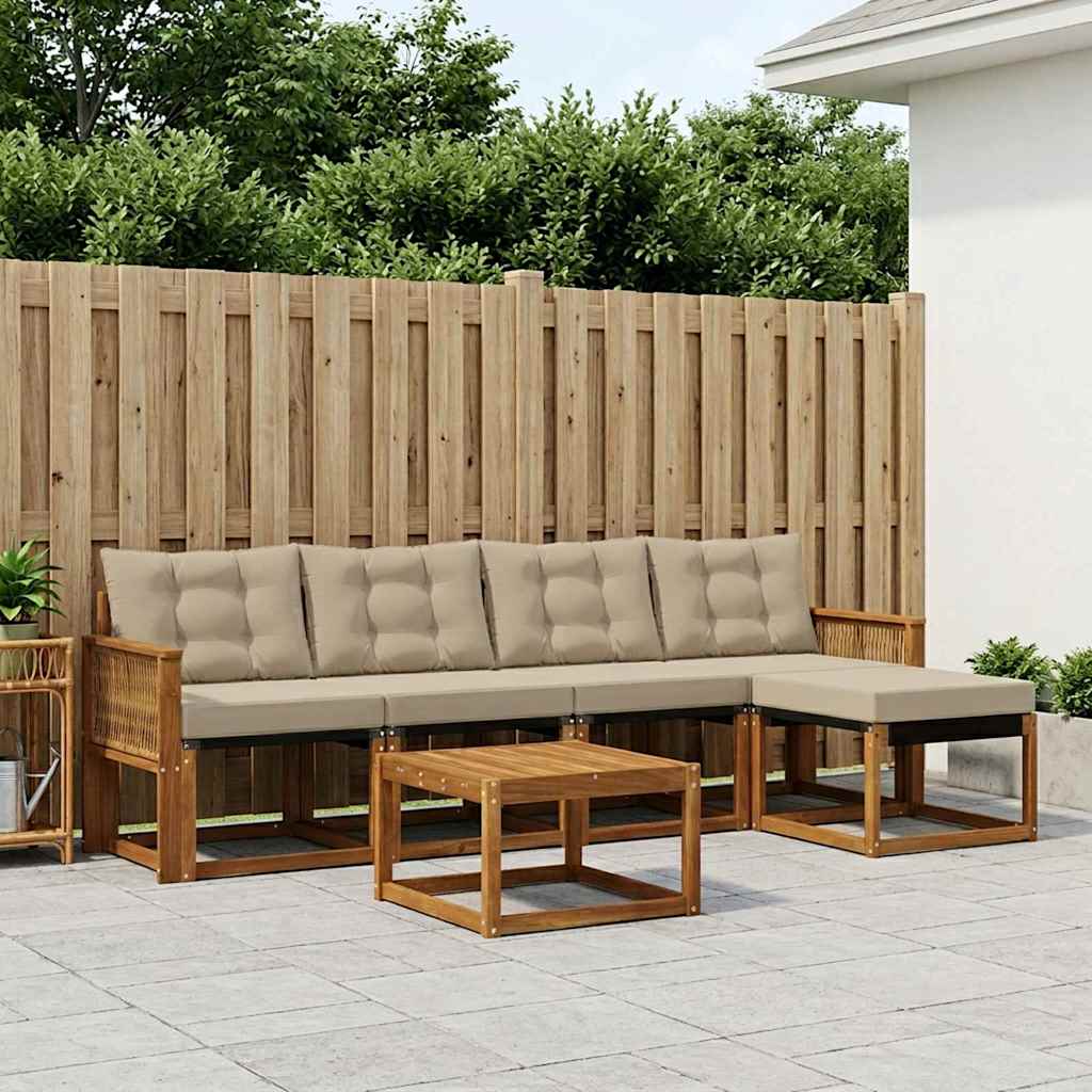 Outdoor-Sofagarnitur 6 stk. Natur und Beige