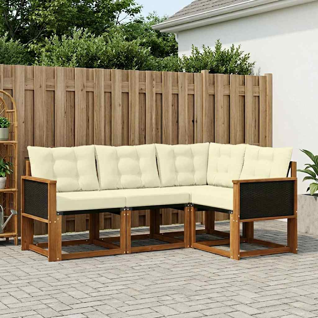 Outdoor-Sofagarnitur 4 stk. Natur und Creme
