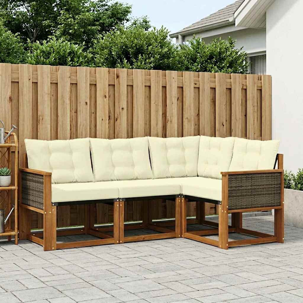 Outdoor-Sofagarnitur 4 stk. Natur und Creme
