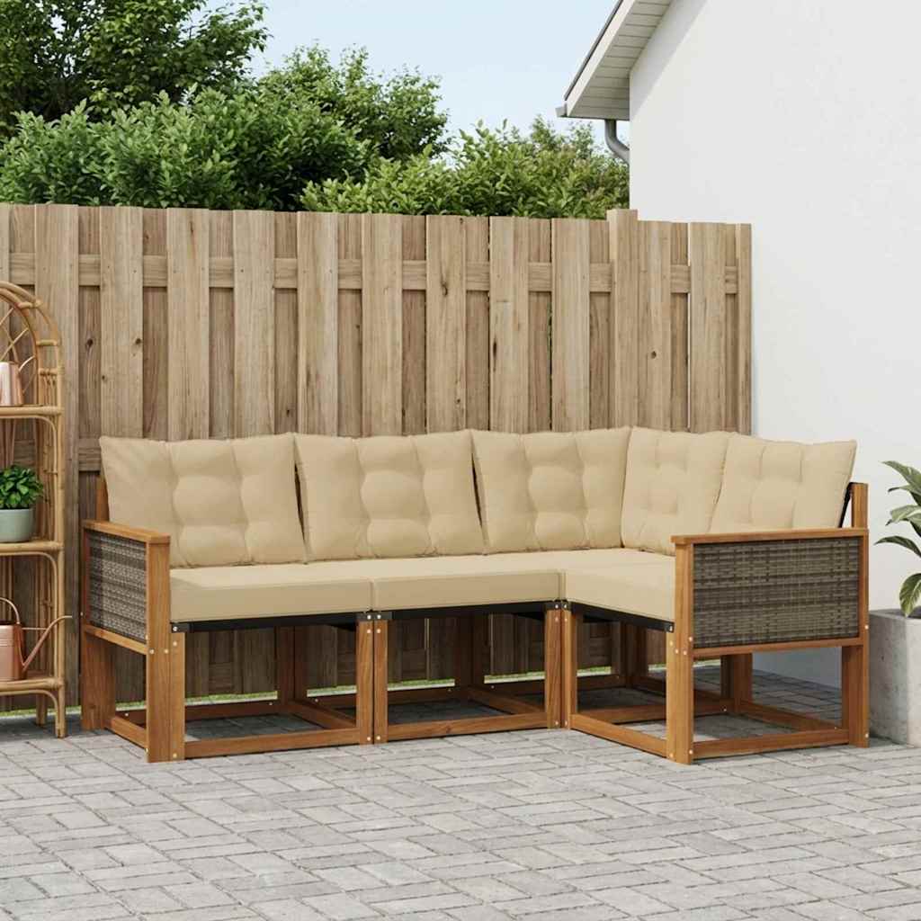 Outdoor-Sofagarnitur 4 stk. Natur und Beige