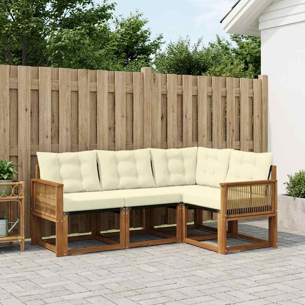 Outdoor-Sofagarnitur 4 stk. Natur und Creme