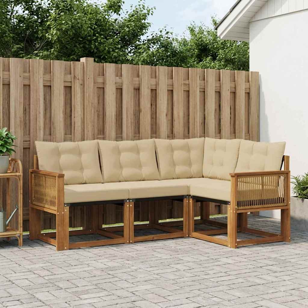 Outdoor-Sofagarnitur 4 stk. Natur und Beige