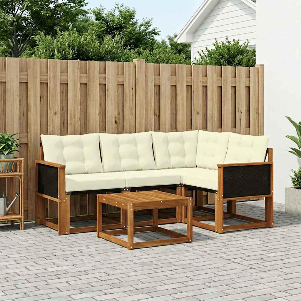 Outdoor-Sofagarnitur 5 stk. Natur und Creme