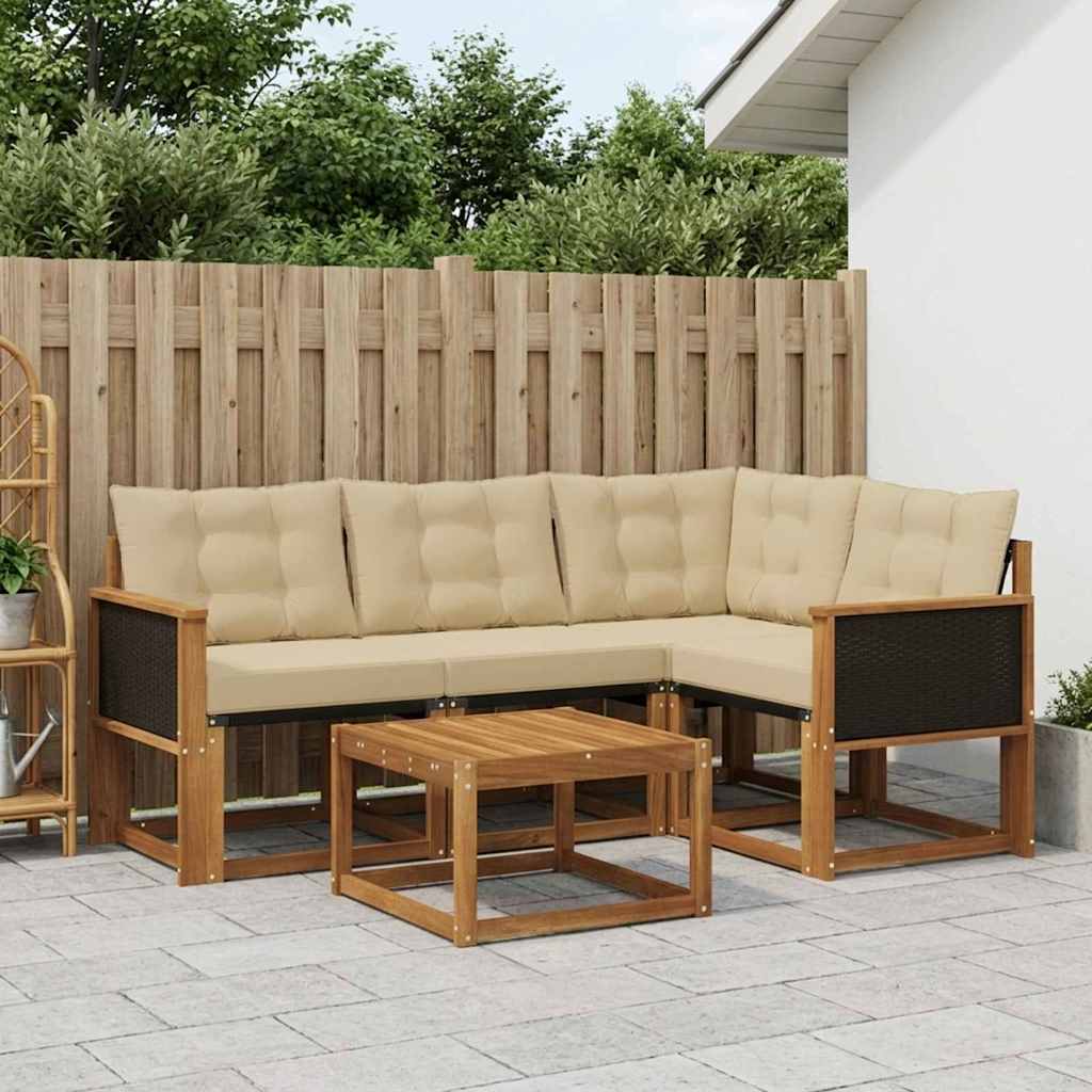 Outdoor-Sofagarnitur 5 stk. Natur und Beige