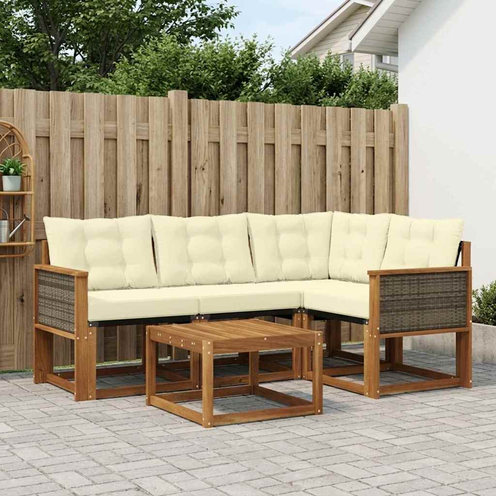 Outdoor-Sofagarnitur 5 stk. Natur und Creme