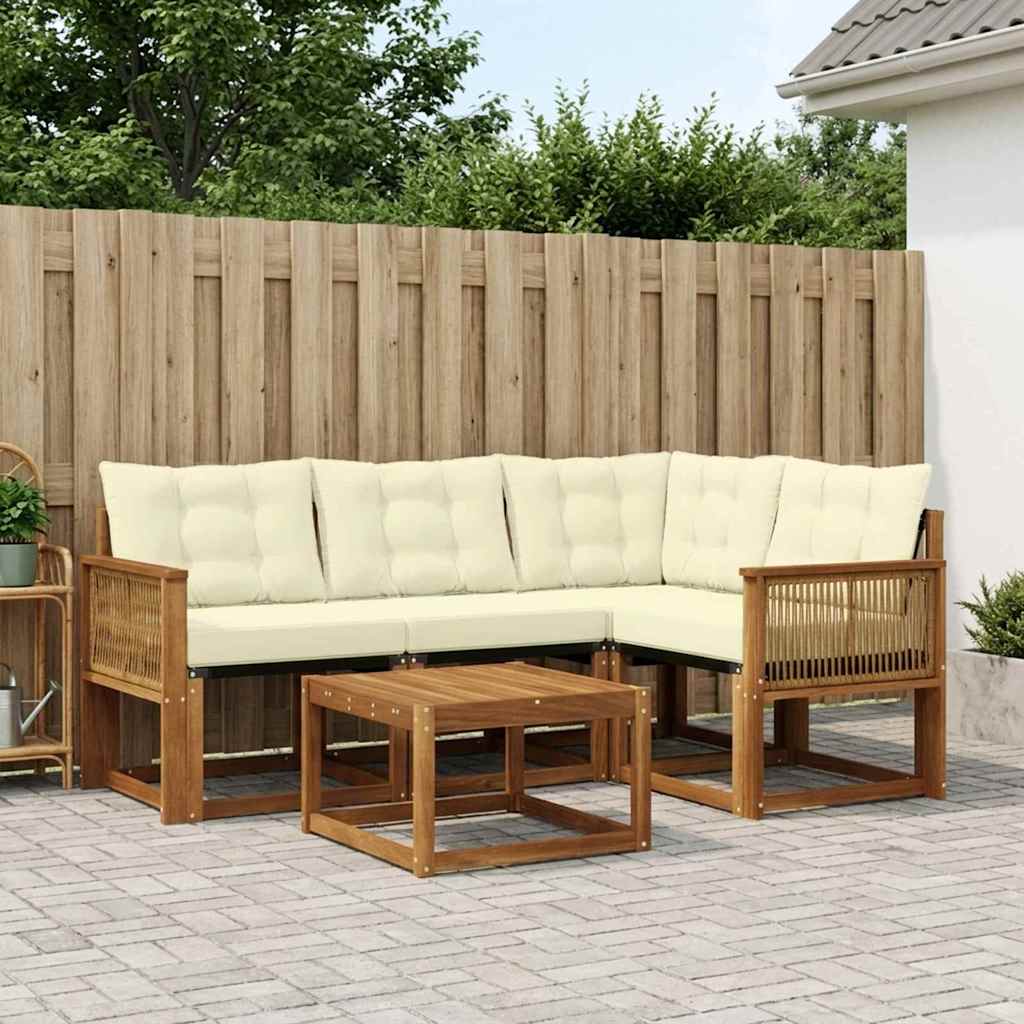 Outdoor-Sofagarnitur 5 stk. Natur und Creme