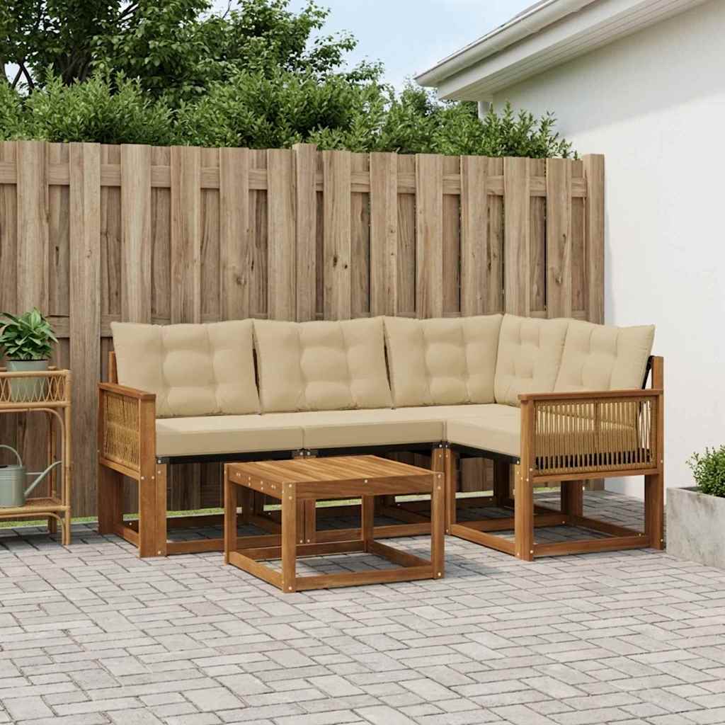 Outdoor-Sofagarnitur 5 stk. Natur und Beige