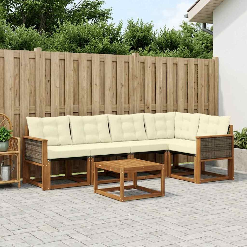 Outdoor-Sofagarnitur 6 stk. Natur und Creme