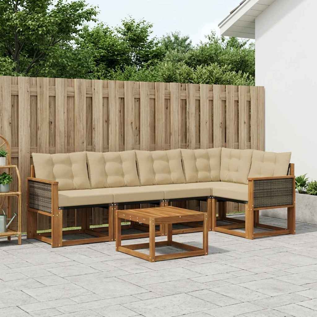 Outdoor-Sofagarnitur 6 stk. Natur und Beige