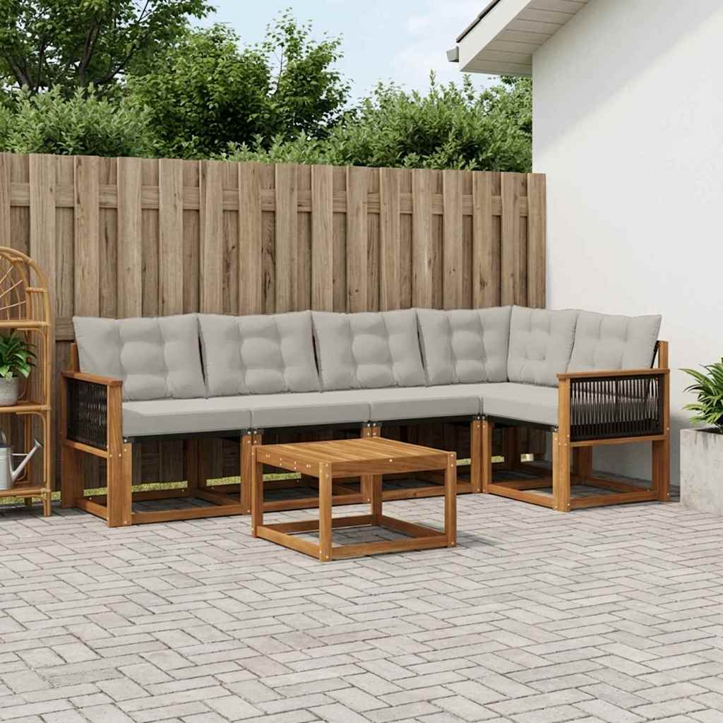 Outdoor-Sofagarnitur 6 stk. Natürlich und Hellgrau