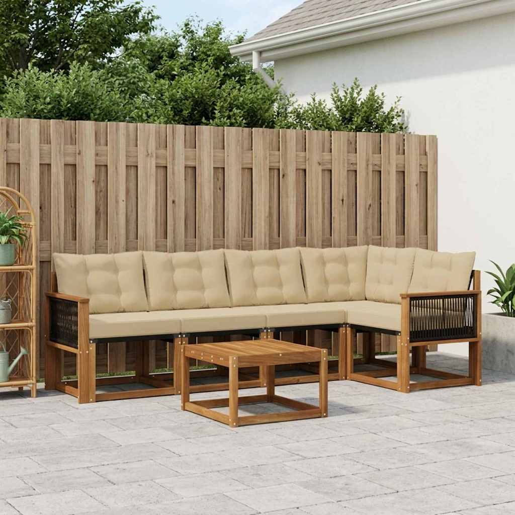 Outdoor-Sofagarnitur 6 stk. Natur und Beige