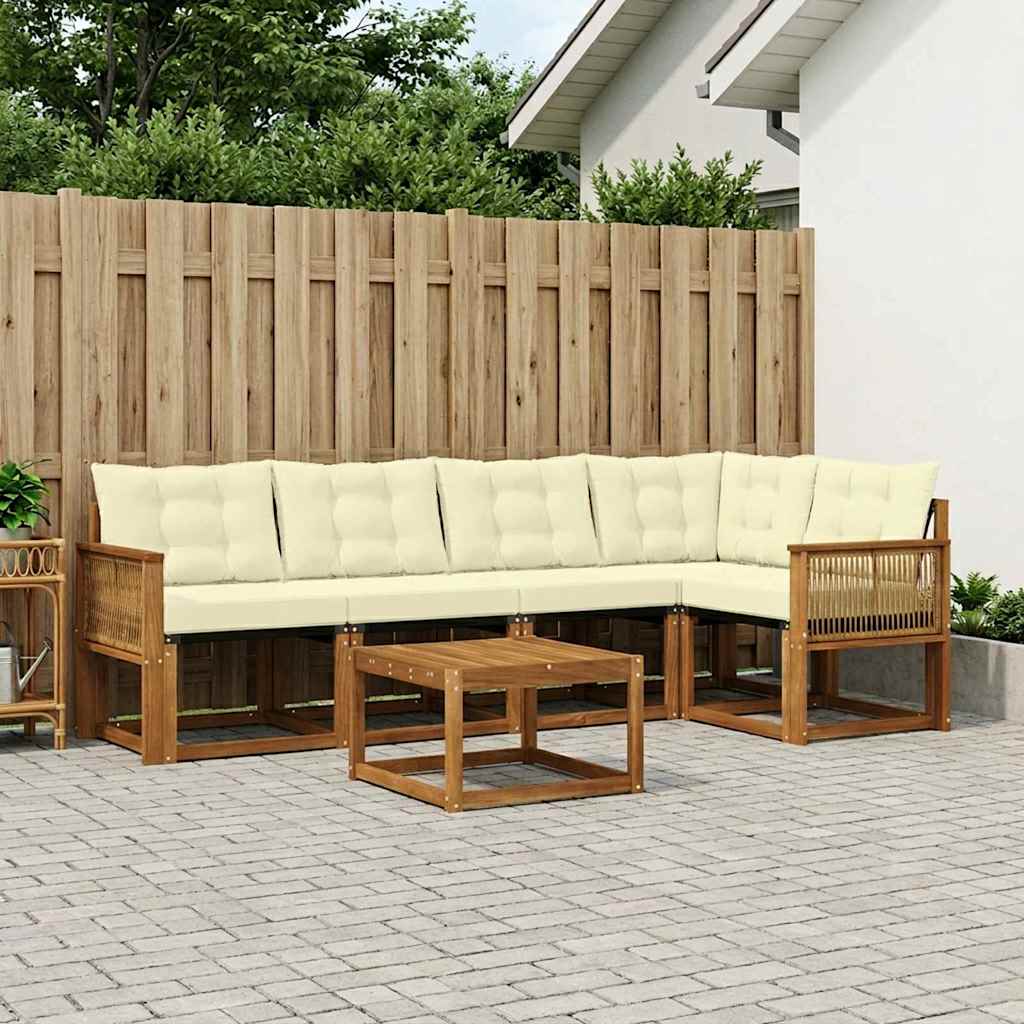 Outdoor-Sofagarnitur 6 stk. Natur und Creme