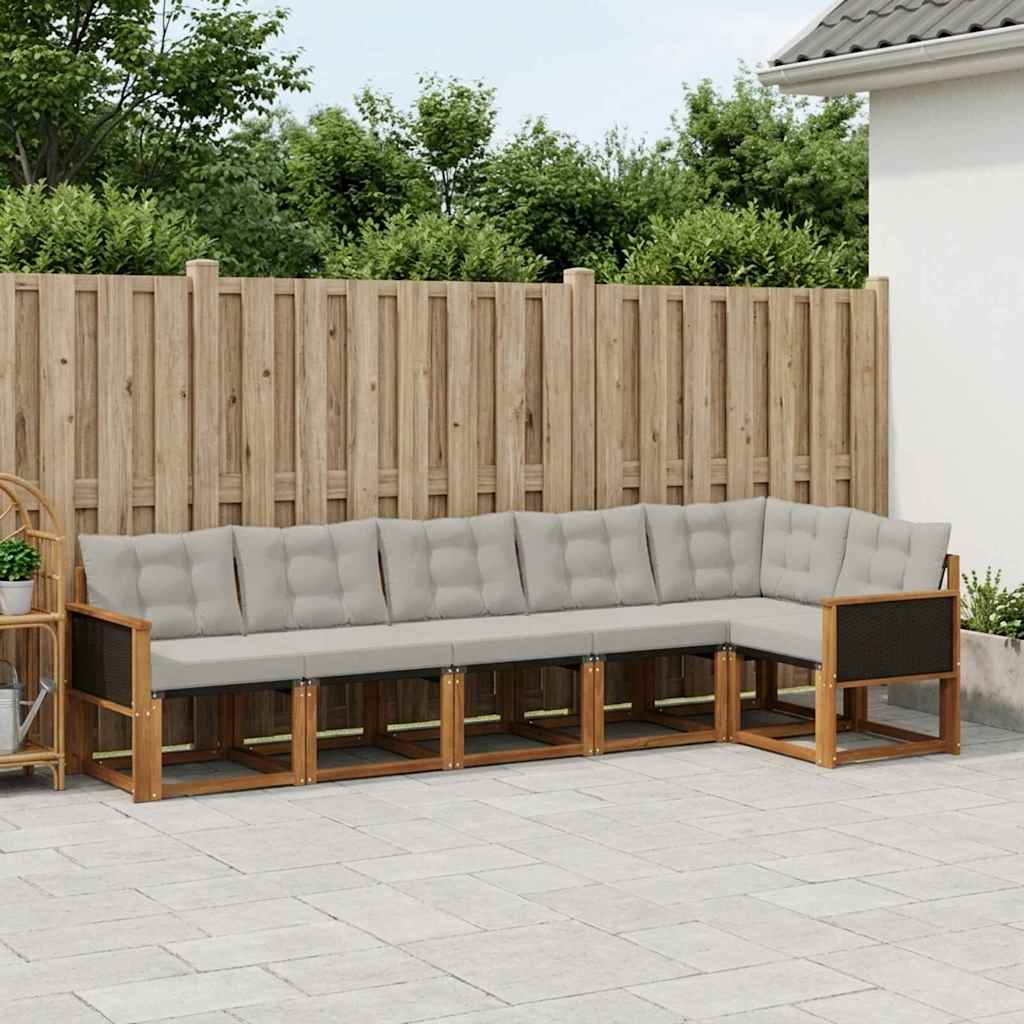 Outdoor-Sofagarnitur 6 stk. Natürlich und Hellgrau