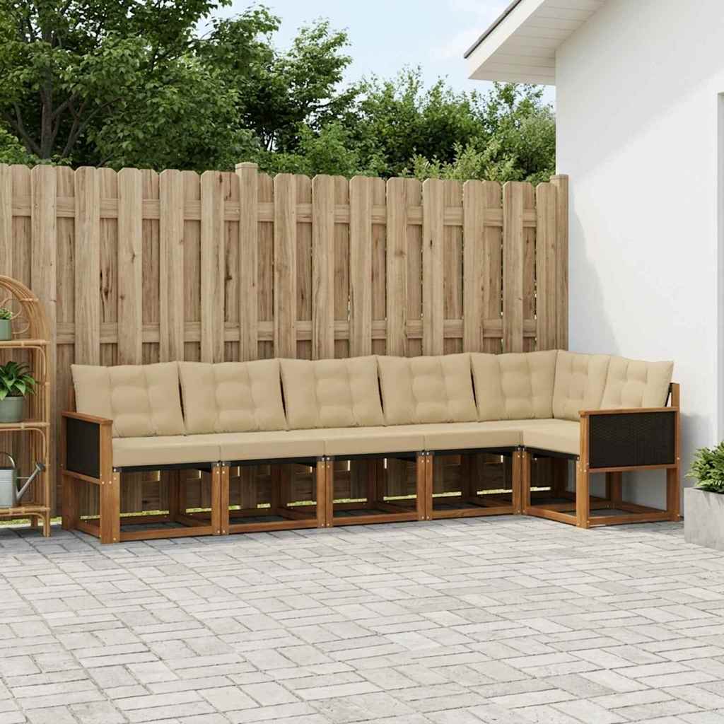 Outdoor-Sofagarnitur 6 stk. Natur und Beige